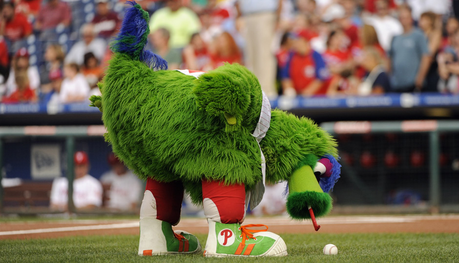 Phillie Phanatic Mascot Surprises Fan at Wedding Ceremony First Look