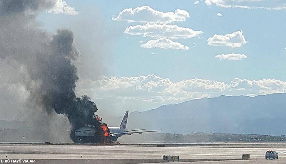 Plane catches fire on takeoff at Las Vegas airport - Los Angeles Times