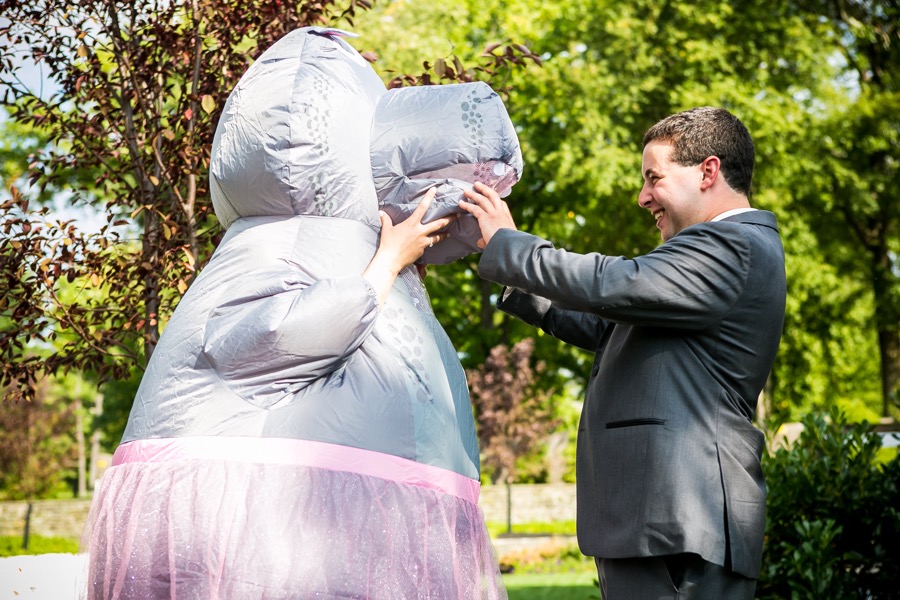 Bride Pranks Her Groom by Wearing a Hippo Costume for Their First Look